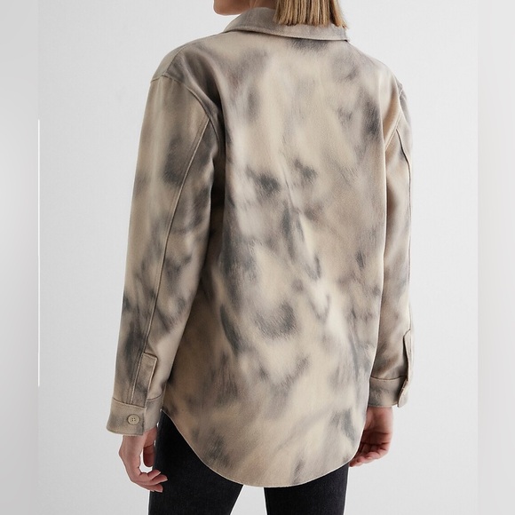 Express Printed Brushed Twill Shacket - Picture 4 of 9